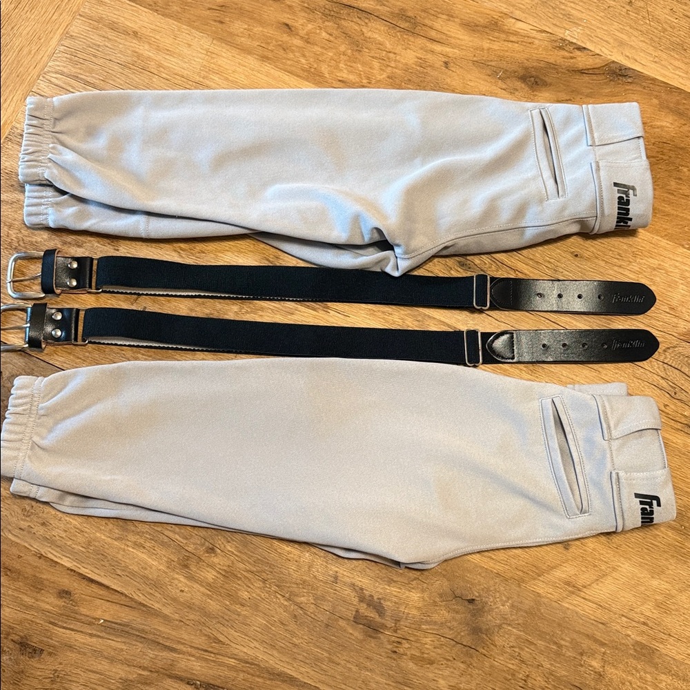 FRANKLIN T-Ball Pants and Belts Size Youth XS 4-5 Baseball Belt Softball Pants